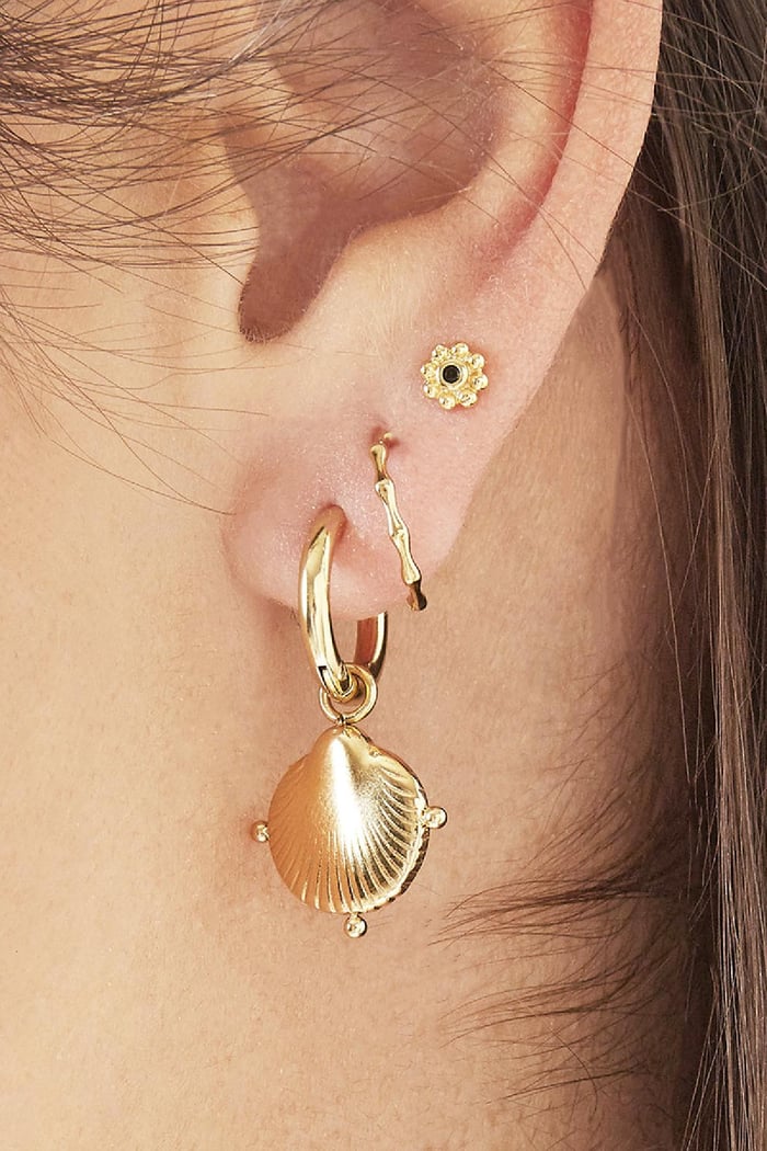 Pendientes Clam Shell Plata Acero inoxidable h5Imagen2